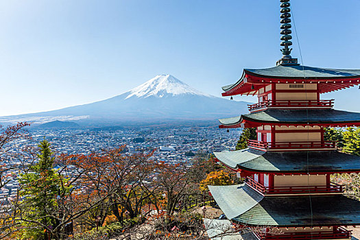 山,富士山,庙宇