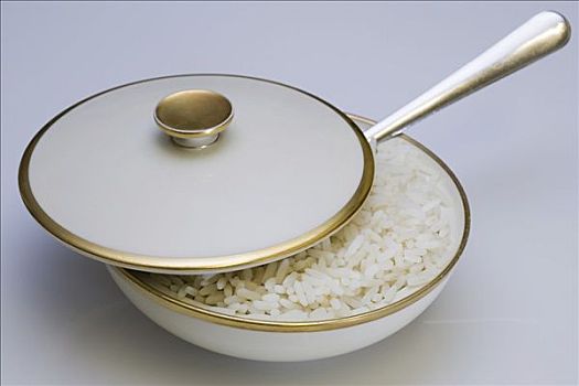 米饭,碗,盖子,勺子