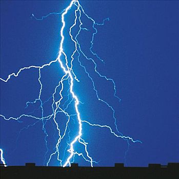 闪电,雷暴,天气,上方,屋顶,夜晚,德国,欧洲