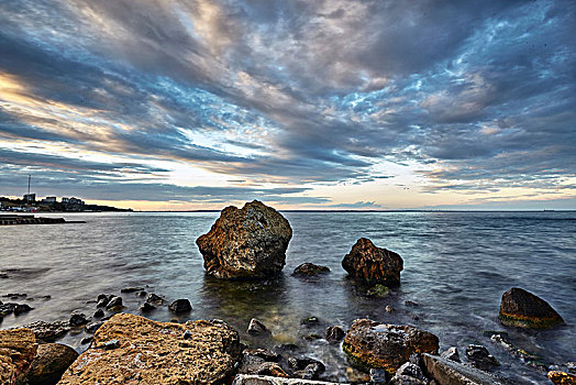 石头,突出,海洋,敖德萨,乌克兰,欧洲