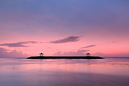 沙努尔,海滩,日出,巴厘岛,印度尼西亚,亚洲