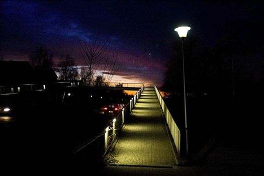 2005年,曼海姆,危险,步行桥,夜晚