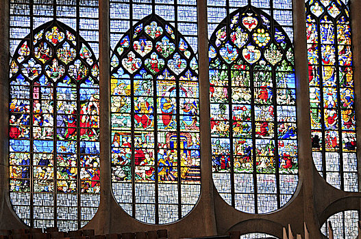 彩色玻璃窗,教堂,鲁昂,诺曼底,法国