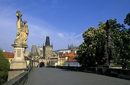捷克共和国,布拉格,查理大桥,桥,塔,城堡