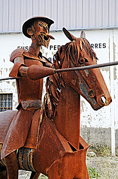 堂吉诃德,金属雕塑,生锈,白色海岸,阿利坎特省,西班牙,欧洲