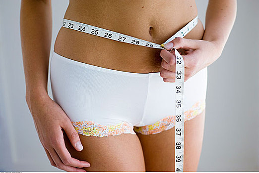 女人,测量,腰部