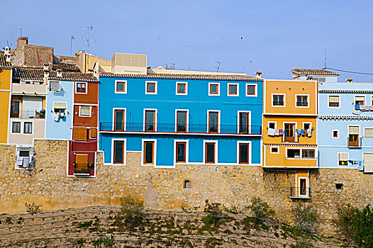 彩色,房子,阿利坎特,地中海,西班牙