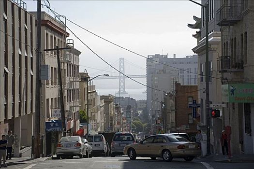 街道,旧金山,金门大桥,背景,加利福尼亚,美国