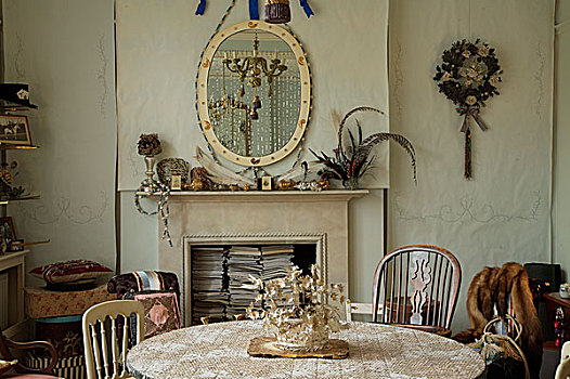 金色,装饰,餐桌,波希米亚风格,风格,房间