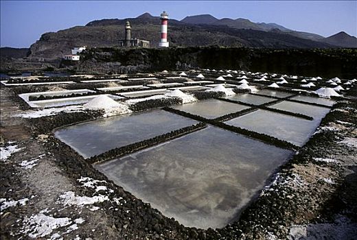 盐,蒸发,水塘,灯塔,帕尔玛,岛屿,加纳利群岛,西班牙