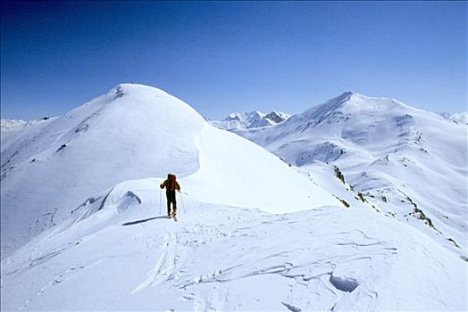 法国,阿尔卑斯山,上阿尔卑斯省,山峰,滑雪,旅游