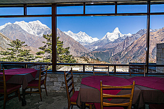 风景,山,珠穆朗玛峰,酒店,俯视,市场,高度,单独,昆布,尼泊尔,亚洲