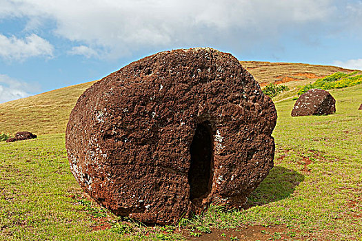 石刻,复活节岛,智利,南美