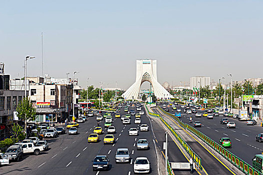 交通,街道,纪念建筑,自由,塔,阿扎迪塔,阿扎迪自由纪念塔,自由纪念塔,地标,德黑兰,伊朗,亚洲