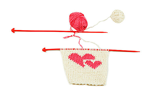 编织,两个,红色,心形