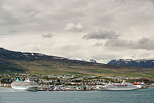 游船,港口,阿库雷里,区域,东北方,冰岛,欧洲
