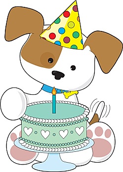 小狗,生日蛋糕