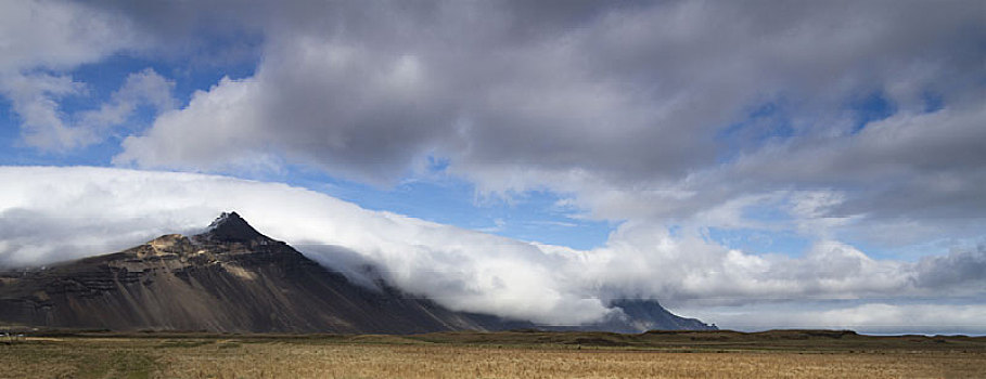 生动,山脉全景,南方,冰岛