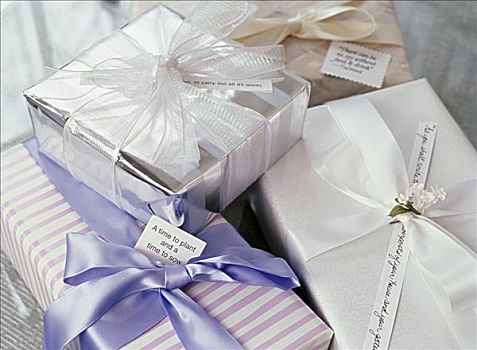 俯拍,婚礼,礼物,包装纸