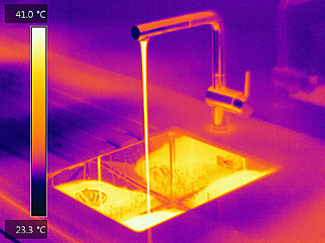 热成像,水,流动,水龙头