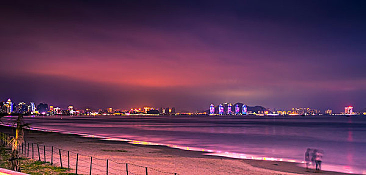 三亞市三亞灣夜晚全景