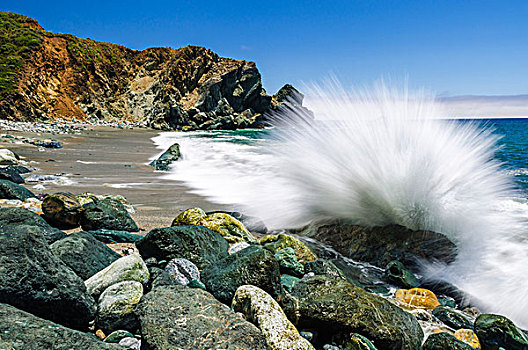 漂石,碰撞,海浪,州立公园,大,加利福尼亚,美国