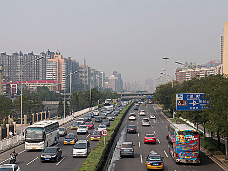 交通,公路,烟雾,上方,城市,北京,中国,亚洲