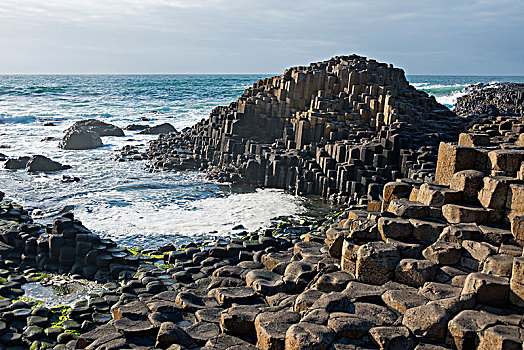 玄武岩,柱子,巨人堤道,安特里姆郡,北爱尔兰,英国,欧洲