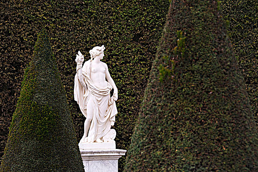 白色,大理石,雕塑,绿色,高,树篱,凡尔赛宫,巴黎,法国