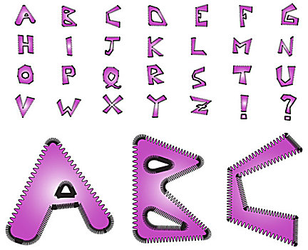 电,之字形,字母,紫色