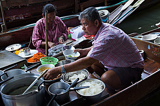 泰国,清迈,服务,泰国食品,漂浮,河,餐馆,靠近,使用,只有