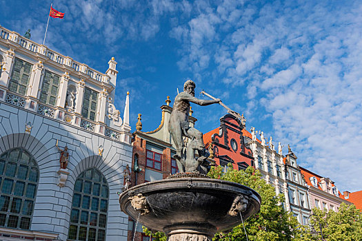 海王星喷泉,老城,城市,格丹斯克,波兰