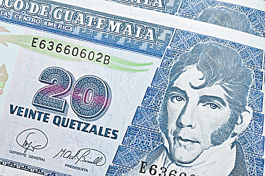特写,危地马拉,钞票
