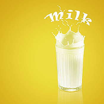 新鲜,牛奶,玻璃杯,彩色,背景,插画