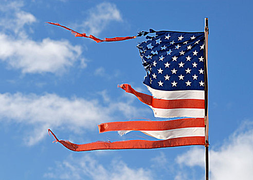 旗帜,美国,破旧,撕破,风,天气,纪念碑谷,亚利桑那