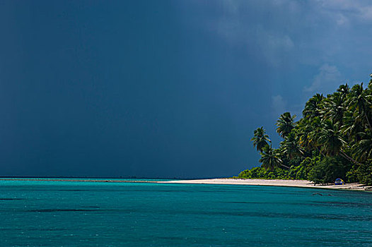 暗色,积雨云,高处,蚂蚁,环礁,密克罗尼西亚,大洋洲