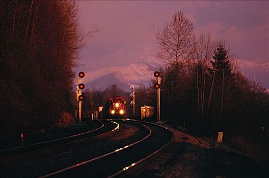 列车,铁轨,山谷,不列颠哥伦比亚省,加拿大