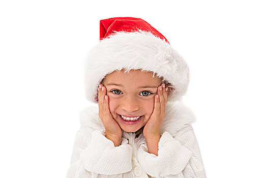 可爱,小女孩,穿,圣诞帽