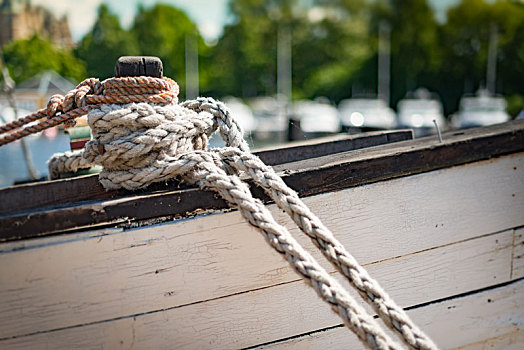 绳索,船,港口,斯德哥尔摩,瑞典