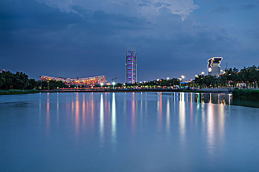 北京奥林匹克公园夜景