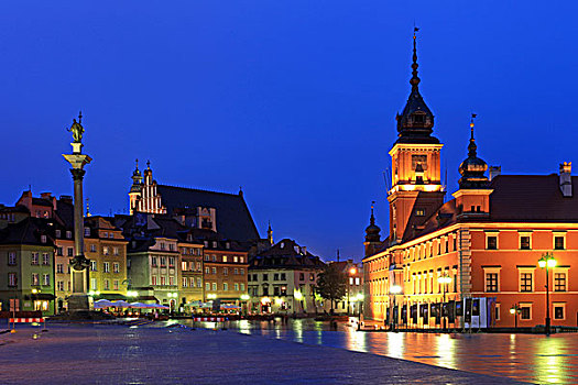 皇家,城堡,城堡广场,黎明,华沙,波兰,欧洲