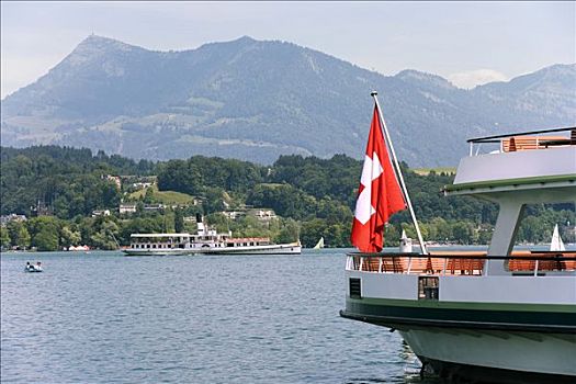 桨轮船,琉森湖,瑞士,欧洲