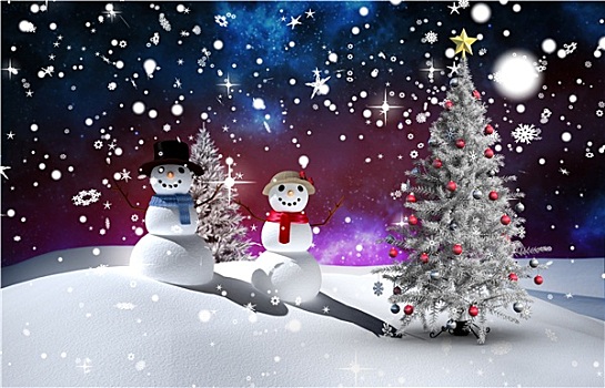 合成效果,图像,圣诞树,雪人
