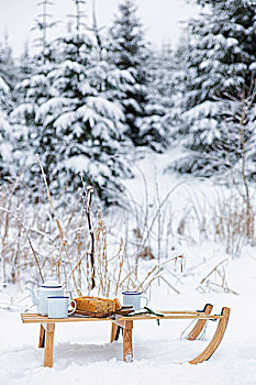 香蕉,面包,可可,雪撬