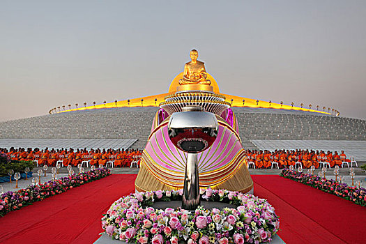 寺院,庙宇,金色,雕塑,正面,契迪,地区,曼谷,泰国,亚洲,重要,图像,五月