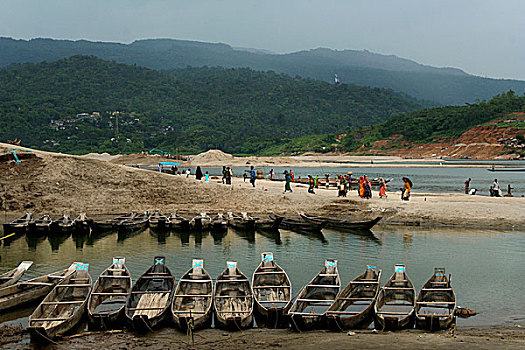 河,孟加拉,喜马拉雅山,印度,石头,漂石,水流,收集,不同,乡野,建筑