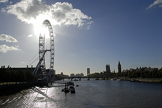 英格兰,伦敦,伦敦南岸,看,泰晤士河,伦敦眼,流行,旅游胜地,自由女神像