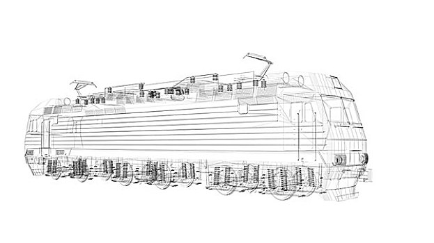 线框,列车,模型,隔绝,白色背景,背景