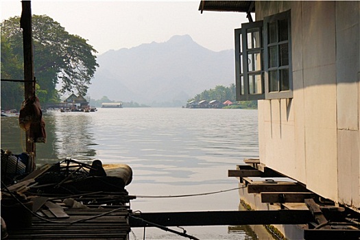 船屋,河,北碧府,泰国