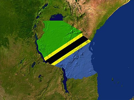 卫星图,坦桑尼亚,旗帜,遮盖